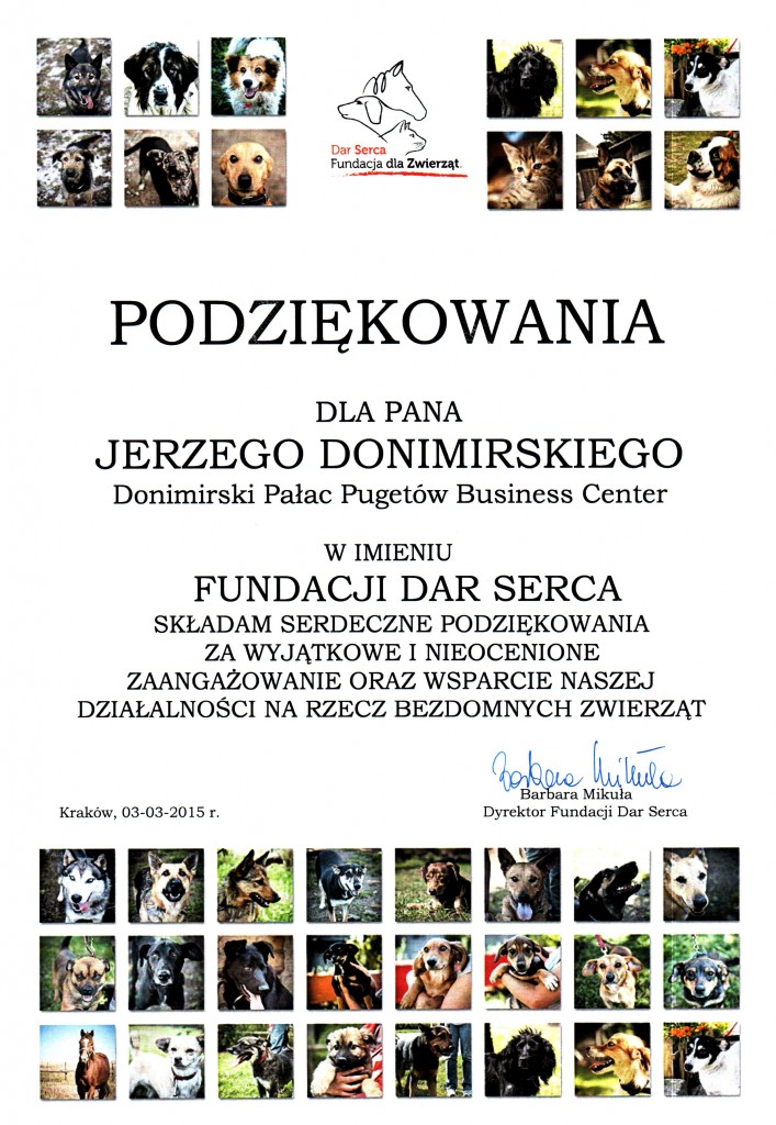 Dar Serca - Fundacja dla Zwierząt_Podziękowanie_03.03.2015
