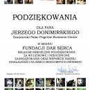 Podziękowanie dla Jerzego Donimirskiego od Fundacji Dar Serca